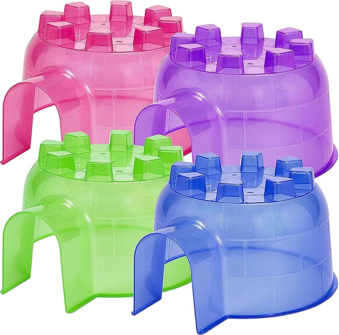 Kaytee Igloo Habitat Hideout for Pet Guinea Pigs, Ferrets, Dwarf Rabbits, Chinchillas, and Other Small Animals, Assorted Colors, Large (Pack of 2)