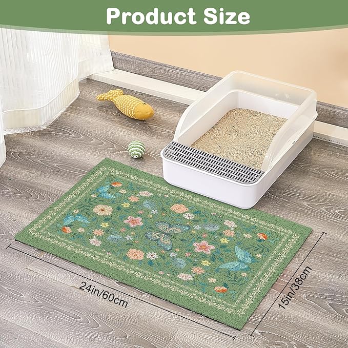Unicorn Catcher 24x15 inches Cat Litter Mat Non-Slip Bottom Litter Box Mat Urine-Proof Soft Litter Mat for Cats Waterproof Pads Protects Floors Cat Mat for Litter Box