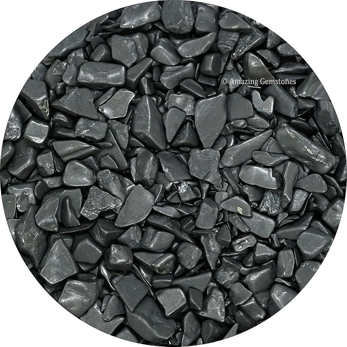 Shungite Crystal Chips Aquarium Gravel Rocks - Bulk Fish Tank Gravel, Small Tumbled Stone and Tiny Crystals for Decoration (Natural AAA Grade Gemstones)