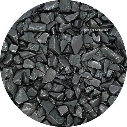 Amazing Gemstone Shungite Crystal Chips Aquarium Gravel Rocks - Shungite Chips Bulk Fish Tank Gravel, Small Tumbled Stone Chips and Tiny Crystals for Decoration (Natural AAA Grade) (1000+ Carat Chips)