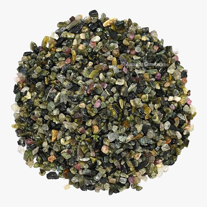 Amazing Gemstone Multi Tourmaline Crystal Chips Aquarium Gravel Rocks - Bulk Fish Tank Gravel, Small Tumbled Stone and Tiny Crystals for Decoration (Natural AAA Grade Gemstones)