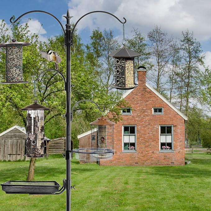 Ashman Premium Bird Feeding Station Kit, 22" Wide x 92" Tall (82" Above Ground Height), A Multi Feeder Hanging Kit and Bird Bath for Attracting Wild Birds