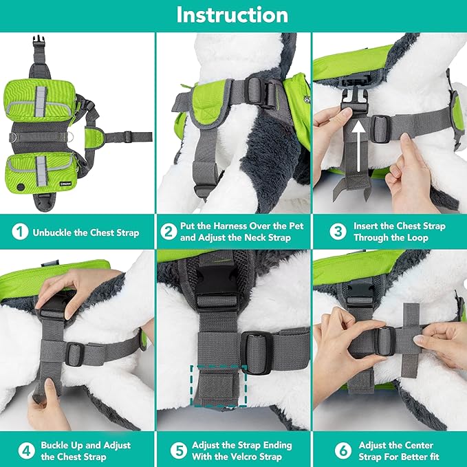 PetAmi Dog Backpack for Medium & Large Dogs, Saddle Bag for Dogs to Wear for Hiking, Pet Backpack Harness Dog Pack with Reflective Side Pockets for Walking Running