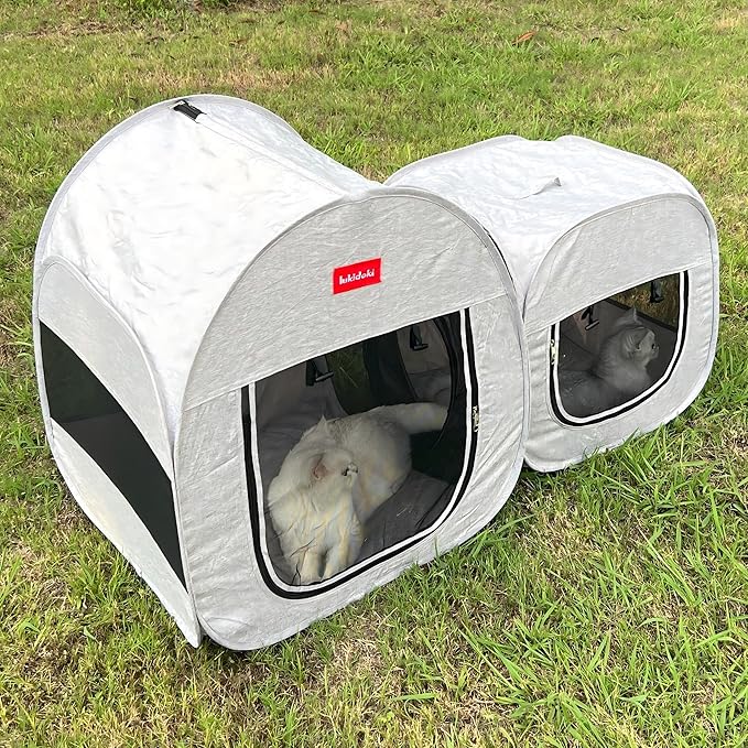 Portable Cat Playpen, Pop-up 2-in-1 Crate Playpen with Litter Box Area for Travel Indoor Outdoor, Foldable Pet Playpen Enclosed for Kitten Puppy Rabbit Hamster Small Animals
