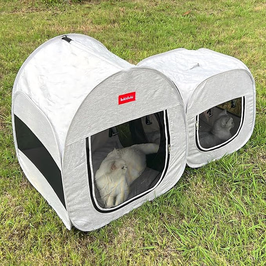 Portable Cat Playpen, Pop-up 2-in-1 Crate Playpen with Litter Box Area for Travel Indoor Outdoor, Foldable Pet Playpen Enclosed for Kitten Puppy Rabbit Hamster Small Animals