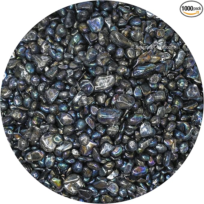 Amazing Gemstone Titanium Aura Quartz Crystal Chips Aquarium Gravel Rocks - Bulk Fish Tank Gravel, Small Tumbled Stone Chips and Tiny Crystals for Decoration (Natural AAA Grade)