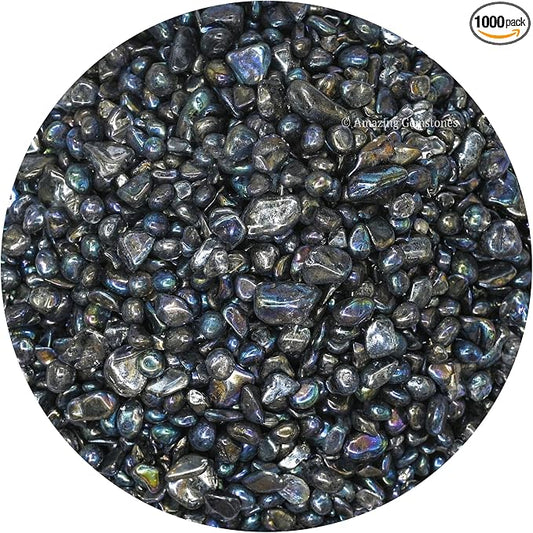 Amazing Gemstone Titanium Aura Quartz Crystal Chips Aquarium Gravel Rocks - Bulk Fish Tank Gravel, Small Tumbled Stone Chips and Tiny Crystals for Decoration (Natural AAA Grade)