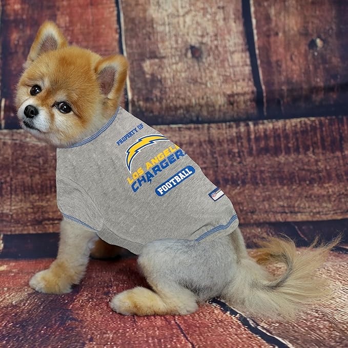 NFL Los Angeles Chargers Dog T-shirt Medium. - Licensed Shirt for Pets Team Colored with Team Logos- Premium Stretchable Materials for the comfort of your Dog & Cat