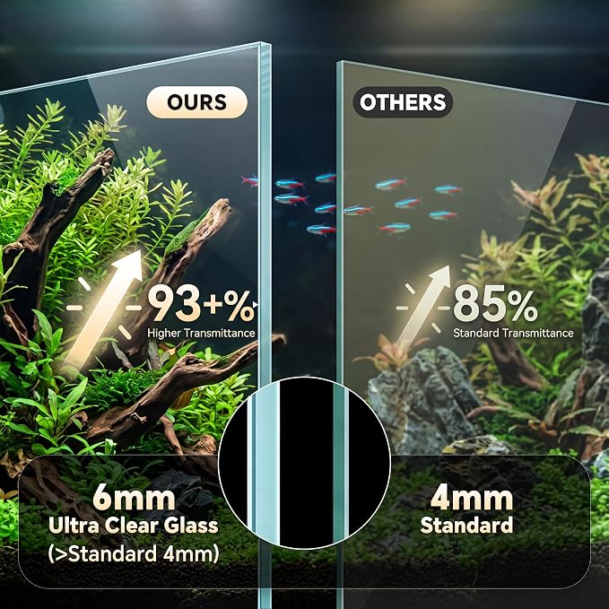 Cirrsondy 3.17 Gallon Glass Fish Tank, Low Maintenance Small Aquarium for Betta Fish, Snails, Shrimp & Aquatic Plants