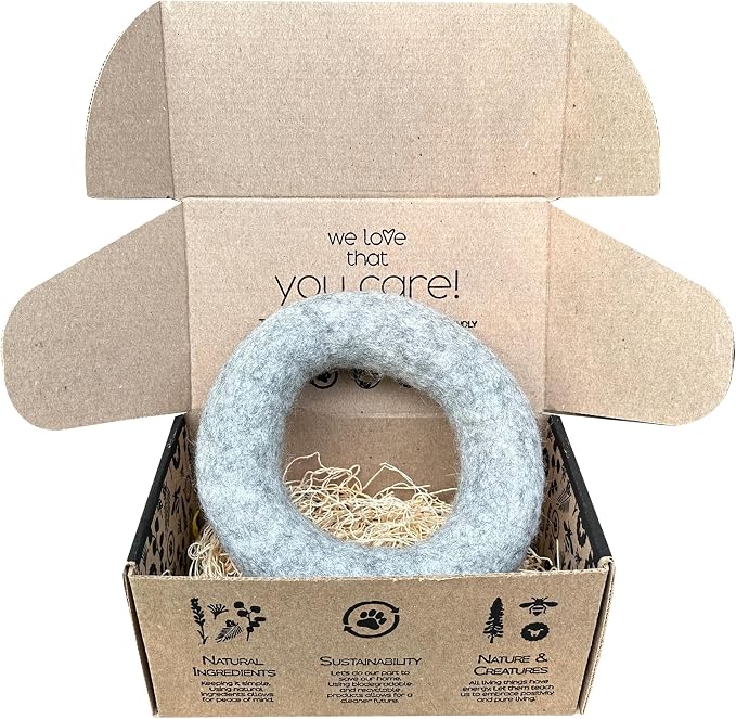 Large Wool Dog Ring Toy – Durable Organic Dog Ring for Medium & Large Dogs – Eco Friendly Natural Dog Toy – Creature ECO - 1 Pack