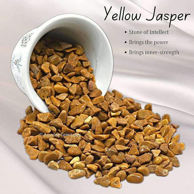 Yellow Jasper Crystal Chips Aquarium Gravel Rocks - Amethyst Chips Bulk Fish Tank Gravel, Small Tumbled Stone Chips and Tiny Crystals for Decoration (Natural AAA Grade Gemstones)