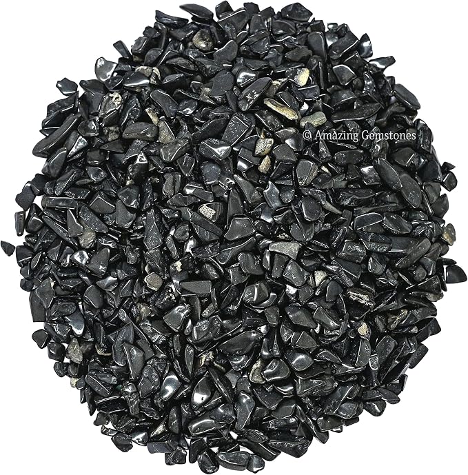 Amazing Gemstone Black Agate Crystal Chips Aquarium Gravel Rocks - Black Agate Chips Bulk Fish Tank Gravel, Small Tumbled Stone Chips and Tiny Crystals for Decoration (Natural AAA Grade Gemstones)
