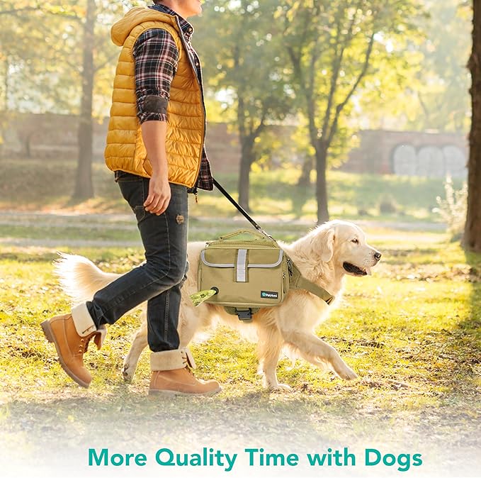 PetAmi Dog Backpack for Medium & Large Dogs, Saddle Bag for Dogs to Wear for Hiking, Pet Backpack Harness Dog Pack with Reflective Side Pockets for Walking Running