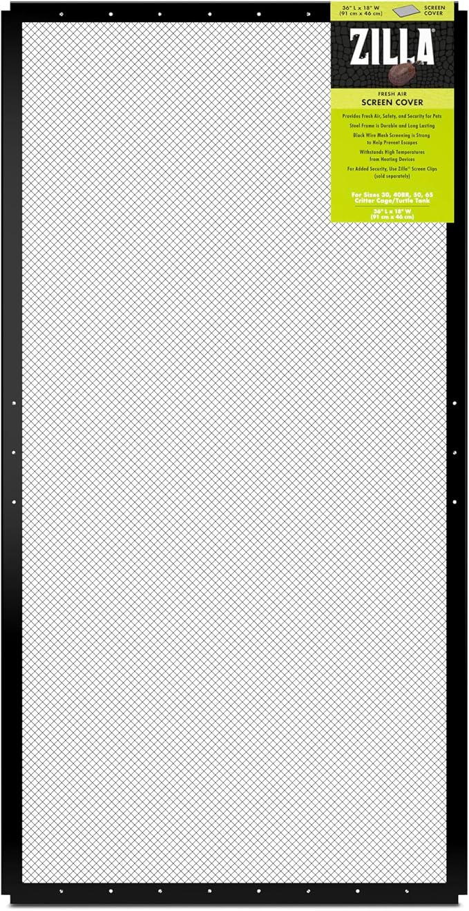 Zilla Fresh Air Screen Cover, Secure and Durable Metal Mesh Cover for Reptile Terrariums, 36 x 18 inches | Secure and Durable Metal Mesh Cover for Reptile Terrariums