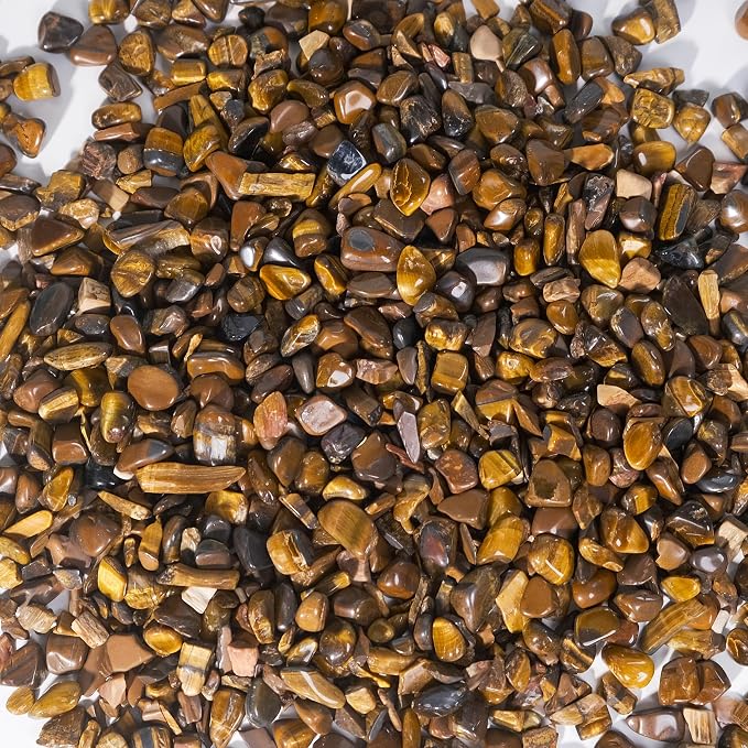 Yellow Tiger Eye Chips Bulk 1lb, 1200+ Pieces, 5-8mm Natural Gemstones