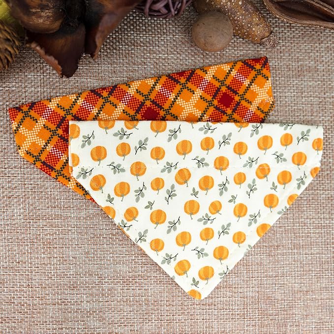 Ultra Joys Cat Collar with Bells - Breakaway for Cats, Boy & Girl Cat Collars Kitten Collar with Bell - Break Away Collar for Cats - Breakaway Cat Collar with Bandana Pumpkin Large
