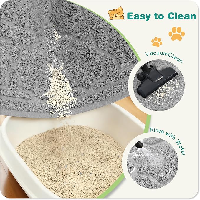 Yimobra Cat Litter Mat, Litter Trapping Waterproof Non Slip PVC Mat, Scatter Control Easy Clean for Litter Box, 47"x36", Grey