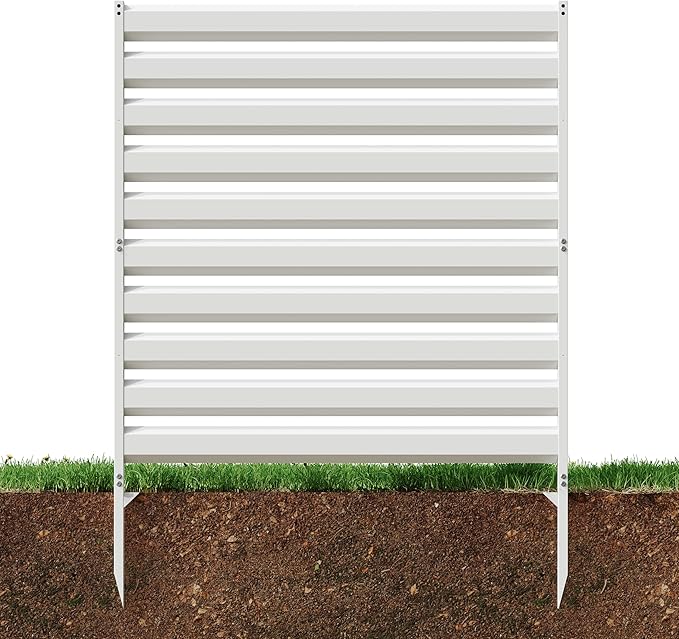 CJF Outdoor Privacy Screens, 42" H x 38" W Metal Air Conditioner Fence Panels, Pool Equipment Enclosure, Trash Can Screens Fence Kit for Outside Backyard Patio(Withe/1-Panel)