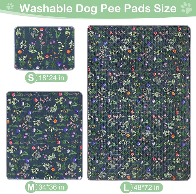 Washable Pee Pads for Dogs, 2 Pack Super Absorbent pee pads for dogs Reusable pee pads for dogs large 100% Waterproof puppy pads pet training pads for Potty, Playpen, Crate, Sofa, Car, 18'' x 24''
