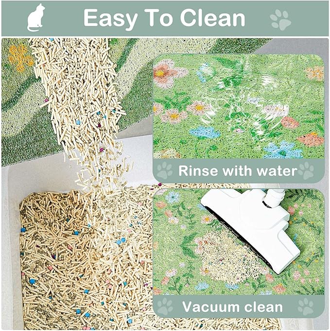 Glittme Premium Cat Litter Mat 33"x22" - Non-Slip & Waterproof Litter Trapping Mat for Litter Boxes - Soft Mesh Kitty Sand Catcher Pad Easy to Clean & Washable Floor Protector