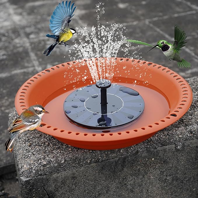 OVZILKI Bird Baths for Outdoors Heavy Duty, 16 inch BirdBath Bowl Only with Rust-Proof Black Chains, Hanging Bird Bath Hanging Bird-Feeder for Garden Backyard Decor (Terracotta 1 Pack)