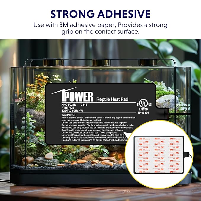 iPower 4 by 7-Inch 4W Reptile Heat Mat, LCD Digital Aquarium Thermometer, Under Tank Warmer Terrarium Heat Pad for Turtles Lizards Frogs and Other Small Animals, Multi Sizes
