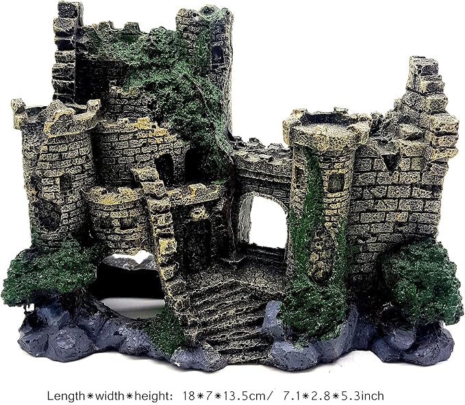 Ulalaza Aquarium Decorations Landscaping Tree Stump Hole Rock Cave Hideouts Stone Fish Tank Resin Driftwood Painted with Realistic Details Over House Supplies Castle Accessories