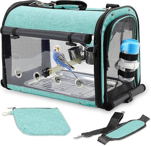 Bird Carrier Bag Bird Travel Cage with Stand, Lightweight Backpack for Parrot, Portable Bird Travel Bag, Pet Transparent Breathable Travel Cage
