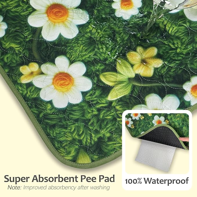 Washable Pee Pads for Dogs, Reusable Puppy Potty Training Pads, Ultra-Absorbent Thick Waterproof Leak-Proof Non-Slip Pads & Mat for Crate, Playpen, Floor, Whelping & Housebreaking , 2 Pack 24"x48"