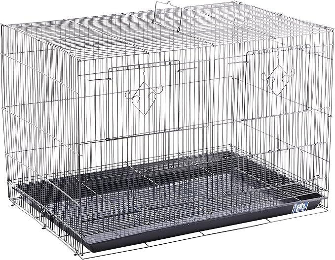 Prevue Pet Products Divided Flight Cage - Large Flight Cage for Small Birds, Stand Alone Enclosure with Divider, Designed for Exercise & Activity, Durable Metal Wire Frame - Black