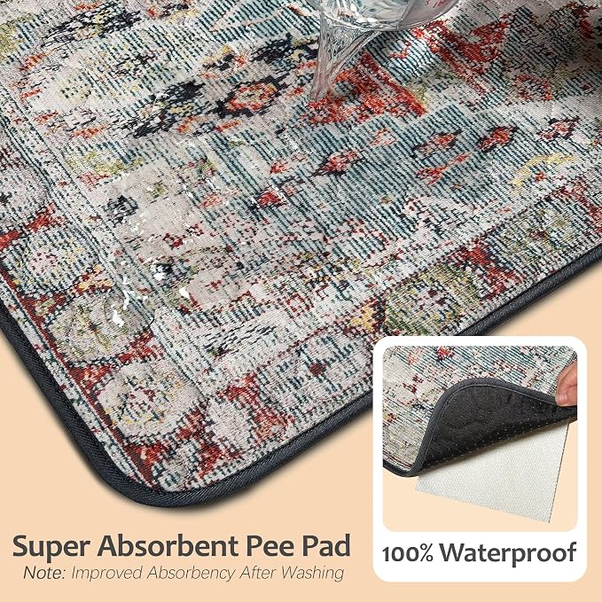 Washable Pee Pads for Dogs, Reusable Puppy Potty Training Pads, Ultra-Absorbent Thick Waterproof Leak-Proof Non-Slip Pads & Mat for Crate, Playpen, Floor, Whelping & Housebreaking , 2 Pack 24"x48"