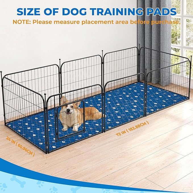 Fostanfly Washable Dog Pee Pads, 1 Pack 24''x72''(2x6ft) Non Slip Reusable Puppy Pee Pads with Great Urine Absorption, Dog Mats for Whelping, Potty, Runner Rug for Hallway, Entryway, Bedroom, Blue