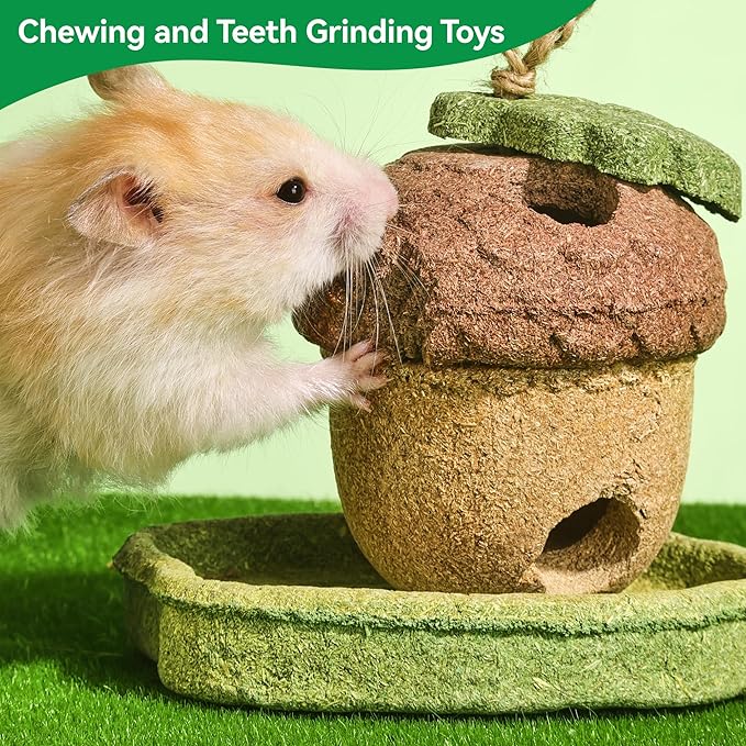 2 Pack Guinea Pig Chew Toys, Prevent Teeth Overgrowth, Rabbit Chew Toys, Natural Treats for Rabbit/Hamster Toys, Natural Timothy Grass & Vegetables, Small Animal Toys for Habitat Decoration