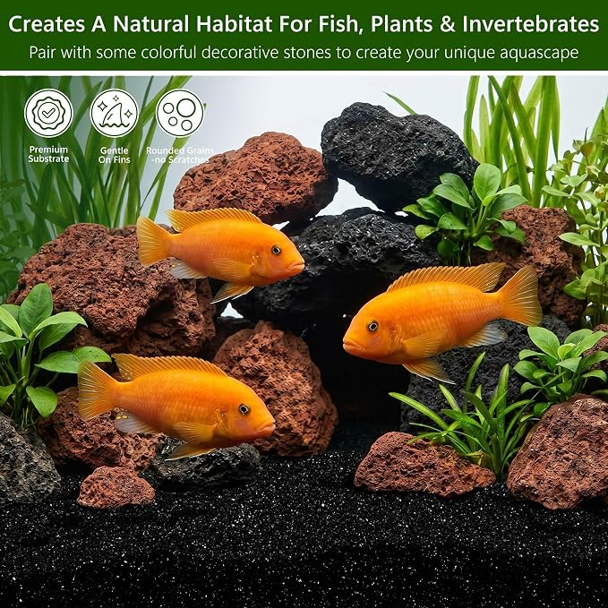 NUPICK 0.4-0.8mm Black Aquarium Sand, 6lbs Substrate for Fish Tank, Garden | Black Fish Tank Sand for Plants, Aquarium Gravel Substrate for Terrarium, Vase Filler, Crafts, Reptiles, Candle, Cactus