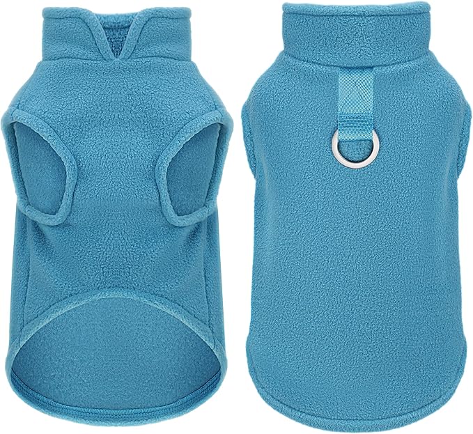 Sleeveless Pullover Fleece Vest for Small Dogs: Cozy Polyester Dog Jacket, Tank Top Sweater with Leash Ring and Armholes, Crisp, Warm, and Easy-to-Wear Design for Everyday Comfort Lake Blue XL
