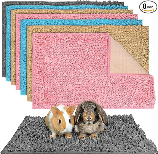 8 Pcs Guinea Pig Liner 16x12 Inch Small Rabbit Cage Liner,Washable Fleece Pet Pee Pads Reusable Bedding Training Mat for Small Animals, Bunny,Hamster(4 Colors)