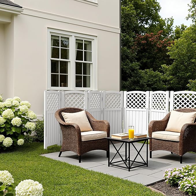 Greesum Outdoor Air Conditioner Fence, Privacy Screen 4 Panels for Trash Can Enclosure&Pool Equipment, White