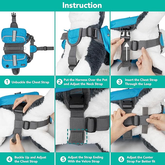 PetAmi Dog Backpack for Medium & Large Dogs, Saddle Bag for Dogs to Wear for Hiking, Pet Backpack Harness Dog Pack with Reflective Side Pockets for Walking Running