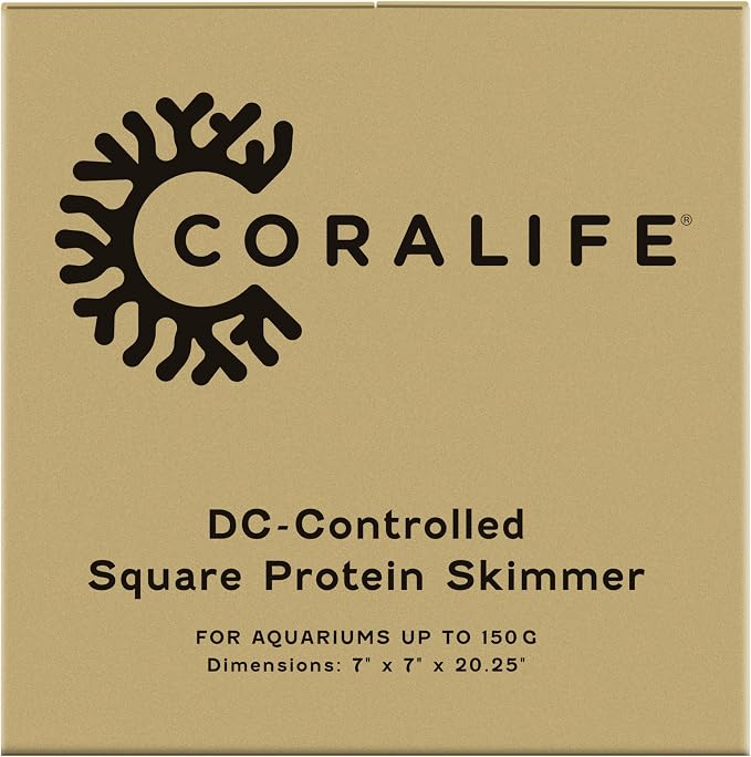 Coralife Aquarium Fish Tank Marine Salt Water DC-Controlled Variable Speed Square Protein Skimmer, Up To 150 Gallons