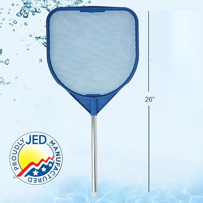 Pool Skimmer Net - Handheld Hot Tub Skimmer for Spa, Stock Tank Pool, Small Pool & Aquarium Cleaning (2 ft, Blue)