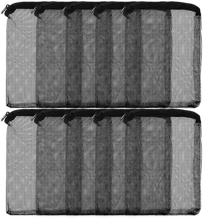10 Pack 7.8 x 5.9 Inch Media Bags for Aquarium, Aquarium Filter Media Bags with Zipper, Fish Tank Fine Mesh Bag for Carbon, Bio Balls, Ceramic Rings, Volcano Rock (Black)