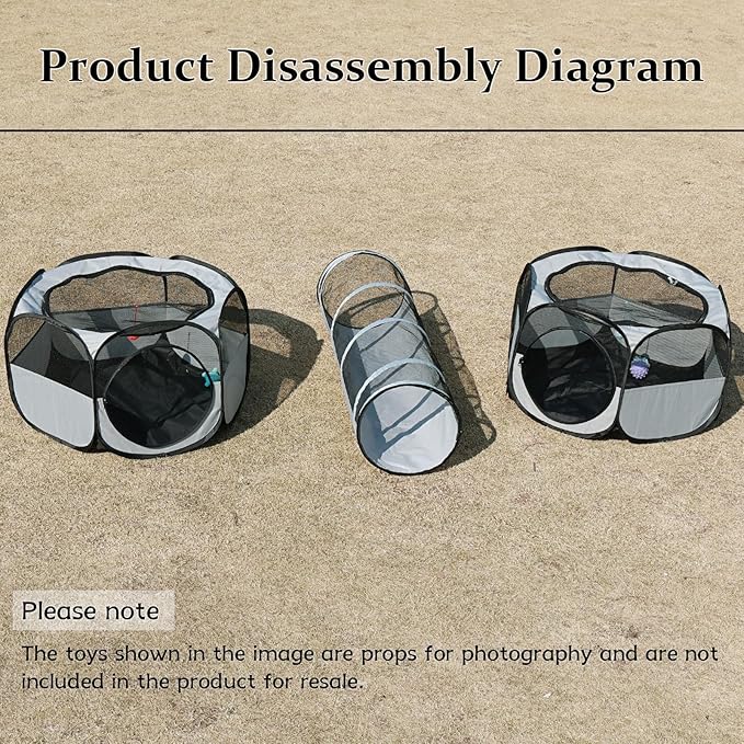 Outdoor Cat Enclosure,Cat Playground Tent for Outdoor and Indoor Playpen Portable Cat Tunnels, Foldable Cat Tubes Toys for Kitten, Puppy, Rabbit and Small Animals(2 Small Hexagonal Cubes+Tunnel)