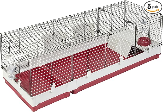 Midwest Homes for Pets Deluxe Rabbit & Guinea Pig Cage, XX-Large, White & Red