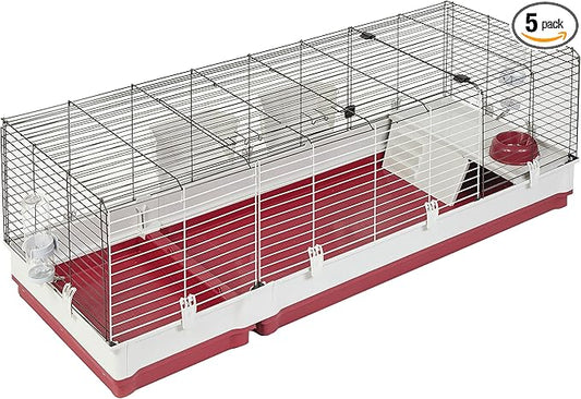 Midwest Homes for Pets Deluxe Rabbit & Guinea Pig Cage, XX-Large, White & Red