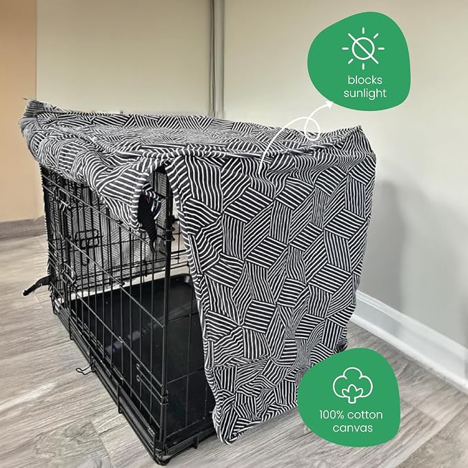 Molly Mutt Rough Gem Dog Crate Cover, 100% Cotton Canvas Cover with 2 Roll-Up Panels, Ideal for Dog or Cat Crate, Durable, Washable, and Free of Harmful Chemicals, 42" x 28" x 31"