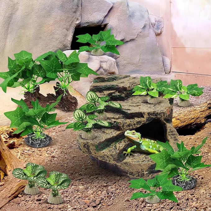 GOZILLA Silk Fish Tank Plants,Reptile Artificial Plant,Reptile Plants for Terrarium,Aquarium Decorations Accessories Set,Resin Driftwood Artificial Silk Aquarium Plant for Fish Tank.(11PCS/C-Set)