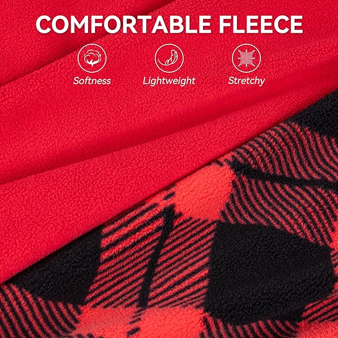 cyeollo 2 Pack Small Dog Christmas Sweater, Soft Stretchy Fleece Vest Reflective Pullover Sweatshirt Dog Jacket Pet Clothes in Cold Weather Sweaters for Small Dogs, Red & Buffalo Plaid M
