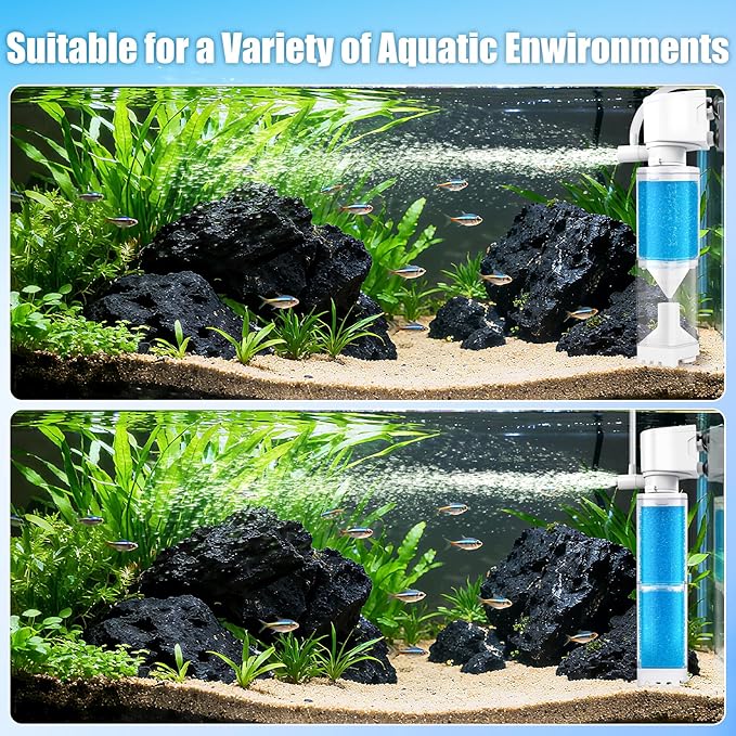 Vehipa Aquarium Filter, Internal Fish Tank Filters for 10-20 Gallon Aquariums, Adjustable Flow & Wavemaker, Isolate Impurities, Ultra-Quiet Water Circulation