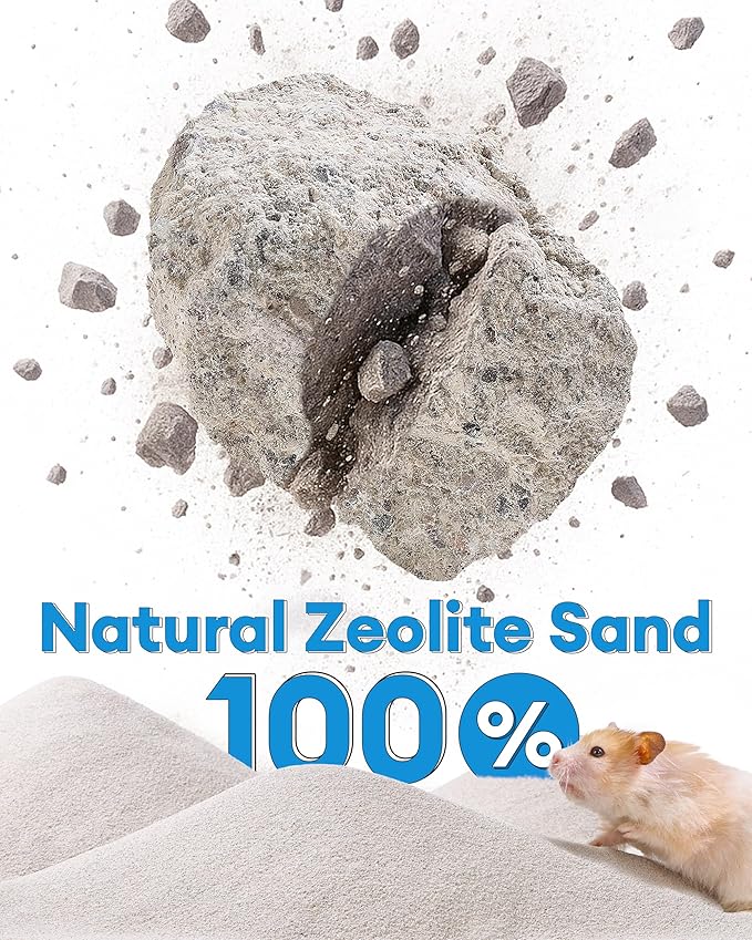 BUCATSTATE Hamster Sand 6.6LB, Highly Absorbent & Odor Control Potty Litter, Sand for Hamster Bath, Chinchillas, Gerbils, Mice, Degus and Other Small Pets (ZeoliteSand)