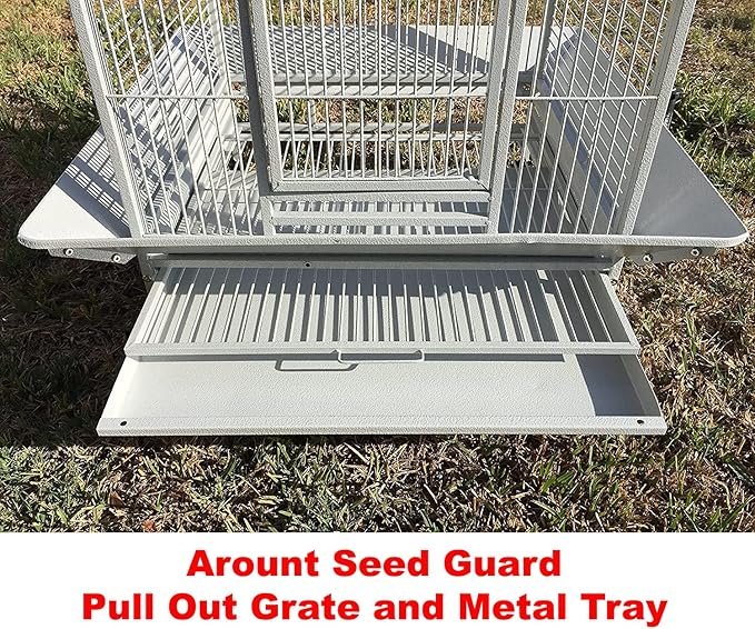 Large Elegant Durable Play Top Double Walk Ladders Perch Stand Bird Parrot Rolling Wrought Iron Cage for Finch Macaw Cockatoo Cockatiel
